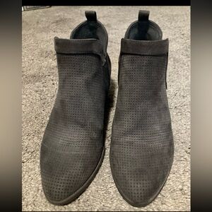 Style & Co. Charcoal Perforated Suede Ankle Booties